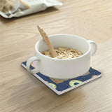 Donut Sloth Square Coasters for Drinks 4 Packs, Absorbent Heat-Resistant Ceramic Stone Coaster Desktop Protector with Cork Base for Kitchen Bar Home Decor, 3.9 Inch